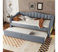 OKWISH Lit Gigogne 90x200 cm - Lit Tiroir - Sans Matelas - Gris