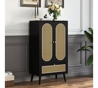 OKWISH Meubles de rangement pour vaisselles 60 x 40 x 110,5 cm - Buffet Haut avec 2 Portes et Tiroir - Noir