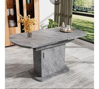 OKWISH Table À Manger Ovale Extensible Avec Rangement, Plateau Panneau De Particules, Piètement Métal, 110/130x70x75 cm - Gris Et Argent