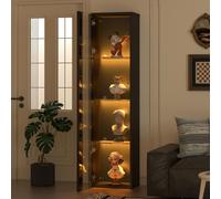 OKWISH Vitrine avec Éclairage LED Multicolore et Télécommande - PB et Verre - 40x29x170 cm - Noir