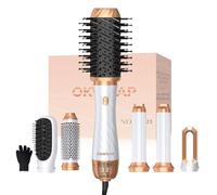 OKWRAP 6 en 1 Airbrush Sèche-Cheveux Air Styler, Brosse Soufflante Hair Styler Avec 6 Accessoires, Seche Cheveux, Fer a Boucler, Brosse Soufflante, Brosse Lissante Pour Cheveux, Pour Sécher, Lisser