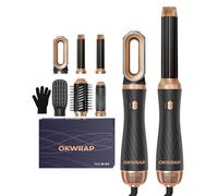 OKWRAP Airbrush 6 en 1 Air Styler Sèche-Cheveux, Brosse Soufflante Hair Styler Avec 6 Accessoires, Seche Cheveux, Fer a Boucler, Brosse Soufflante, Brosse Lissante Pour Cheveux, Pour Sécher, Lisser