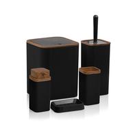 Okyanus Accessoires de salle de bain Set 5-pièces Distributeur de savon Porte-savon Gobelet Brosse Poubelle noir Décoration de salle de bain
