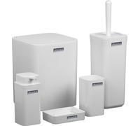 Okyanus Accessoires de salle de bain Set 5-pièces Distributeur de savon Porte-savon Gobelet Brosse WC Poubelle blanche Décoration de salle de bain