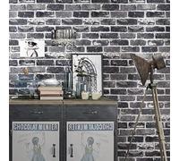 Okydoky Papier peint brique grise à décoller et à coller, papier peint autocollant, papier peint vintage en vinyle imperméable, papier de contact pour décoration de maison, No.57101-3