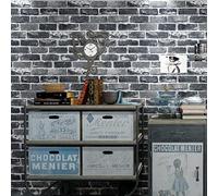 Okydoky QZ-GY-10 Papier peint autocollant pour meubles, motif brique, papier peint en vinyle pour film, idéal pour le salon, la cuisine, la chambre à coucher (44 x 1000 cm, gris)