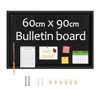 Okydoky Tableau en feutrine de 60 x 90 cm avec cadre en bois, tableau mémo, tableau d'affichage en feutre noir décoratif à faire soi-même avec clous, pour cuisine, bureau, école et maison (BK-6090