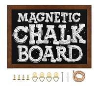 Okydoky Tableau magnétique avec cadre en bois, écriture au crayon de craie, à suspendre verticalement ou horizontalement, tableau à aimants, avec corde en chanvre pour l'accrocher, 30 * 40 cm, HB-BN