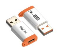 OkyLink Adaptateur USB-A vers USB-C, Lot de 2, USB 3.2 Gen2 10 Gbps Haute Vitesse, Orange, boîtier en Aluminium, fiche mâle USB A vers Prise Femelle USB C, compatibilité Universelle.