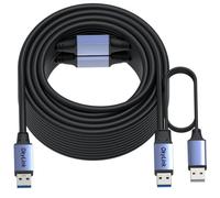 OkyLink Câble de données actif 100ft (30m) USB 3.0/3.2 Gen 1, mâle A vers mâle A, avec alimentation et répéteur, 5 Gbps, pour équipements industriels et système de sécurité.