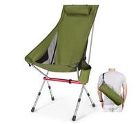 OKYUK Chaise de Camping Pliable avec Dossier Haut, 2 Poches de Rangement, Hauteur réglable, Sac de Transport léger - Parfait pour Les Aventures en Plein air, la randonnée, la Plage et Les Voyages de