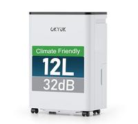 OKYUK Deshumidificateur d air 12 litres/jour, convient pour les pièces d'environ 90 mètres cubes (30 mètres carrés), déshumidificateur électrique, dégivrage automatique, 32 dB, PD12R-03DE
