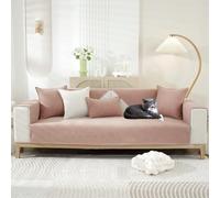 OKYUK Housse de canapé 1, 2 ou 3 places en tissu chenille à chevrons, antidérapant et confortable, couleur unie, pour animaux de compagnie et enfants (Rose, 70 x 150 cm)
