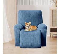 OKYUK Housse de Fauteuil Relax, Housse de Fauteuil inclinable Haute élasticité pour Fauteuil inclinable 4 pièces avec Poches latérales, Housses de Protection Amovibles et lavables(Bleu Rayé)