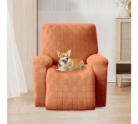 OKYUK Housse de Fauteuil Relax, Housse de Fauteuil inclinable Haute élasticité pour Fauteuil inclinable 4 pièces avec Poches latérales, Housses de Protection Amovibles et lavables(Orange Rayé)