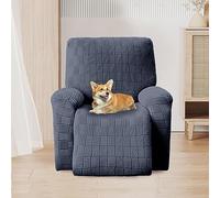 OKYUK Housse de Fauteuil Relax, Housse de Fauteuil inclinable Haute élasticité pour Fauteuil inclinable 4 pièces avec Poches latérales, Housses de Protection Amovibles et lavables (Gris Foncé Rayé)