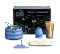 OKYUK Matcha Kit, Matcha Set Premium 7 Pièces, Kit Matcha avec Bol à Matcha,fouet matcha, Parfait pour les Amateurs de Matcha (Bleu)