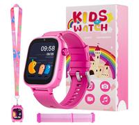 OKYUK Montre Intelligente pour Enfants 4G avec GPS et téléphone - Montre Bracelet pour Enfants avec Appel téléphonique, Messages, Mode Scolaire, Fonction SOS, Appareil Photo et podomètre (Rouge Rose)