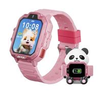 OKYUK T17 4G Montre connectée Enfant, Montre GPS Enfant, appels vidéo, appels d'urgence SOS, Chat Vocal, SMS, Mode école, Jeux et Station de Charge Panda, Montre pour Filles et garçons (Rose)