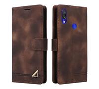 OKZone Coque pour Huawei Y6 2019/Honor 8A, Étui de Protection de Portefeuille Antichoc de Fente pour Carte, Support de Carte à Rabat en Cuir en PU Étui pour Huawei Y6 2019/Honor 8A (Marron)