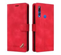 OKZone Coque pour Huawei Y6P 2020/Honor 9A, Étui de Protection de Portefeuille Antichoc de Fente pour Carte, Support de Carte à Rabat en Cuir en PU Étui pour Huawei Y6P 2020/Honor 9A (Rouge)