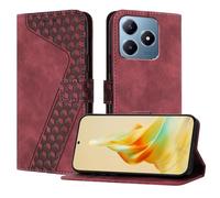 OKZone Coque pour Realme C61 4G/Realme C63 4G, Etui Protection Housse Premium en Cuir PU Portefeuille Étui Téléphone [Fermoir Magnétique] [Fentes pour Cartes] Flip Case(Rouge)