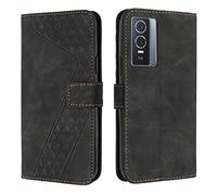 OKZone Coque pour Vivo Y76 5G/Y76S/Y74S, Etui Protection Housse Premium en Cuir PU Portefeuille Étui Téléphone [Fermoir Magnétique] [Fentes pour Cartes] Flip Case pour Vivo Y76 5G/Y76S/Y74S（Noir