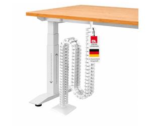 OL Oskar Lehmann Kuba Slim Line Guide-câbles carré, longueur de 1 260 mm, gaine de câble blanche de pour bureaux réglables en hauteur