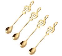 OLACD Lot de 4 cuillères en acier inoxydable en forme de note musicale pour thé, café et desserts
