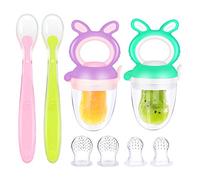 Oladwolf 2 tétines à fruits + 1 cuillère bébé à partir de 3 mois + 6 tétines en 3 tailles, accessoire bébé 0-6 mois, sans BPA pour légumes, purée