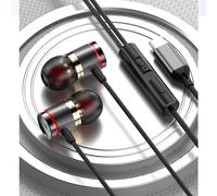 OLAF Digital Decoding Wired Headphones Type-C / 3.5mm Headset 9D Bass Stereo Earbuds In-Ear Earphone for Samsung S20 Xiaomi Huawei-Black-Type C