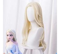 Olaf's Adventure II princesse Elsa Cosplay perruque Halloween fantaisie neige grandir reine Elsa 65 cm de long cadeau de fête ondulé + casquette de perruque gratuite