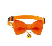 Olahibi Collier pour chat à libération sûre, boucle détachable, nœud papillon, cloche transparente, matériau polyester (orange, chaton)