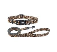 Olahibi Ensemble Laisse et Collier réglable pour Chien de Petite Taille, en Polyester, Motif léopard, Collier réglable et Laisse Assortie de 1,5 m (Taille S, léopard Marron)