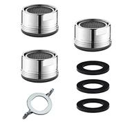 Olakin 3 Pièces Mousseur Robinet M24, Aérateur de Robinet avec Filtre en Acier Inoxydable, Économiseurs d'Eau Bubbler, Comprendre 3 Joints et 1 Mousseur Chromée, pour Cuisine et Salle de Bain