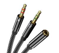 Olakin Adaptateur Jack Audio Stéréo Adaptateur Micro Casque Câble, 3.5mm Femelle à 2 Dual 3.5mm Mâle, Audio Y Câble Adaptateur pour Ordinateur de Bureau Ordinateur Portable Ecouteur Casque