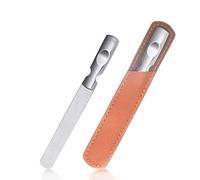 Olakin Lime à Ongles en Acier Inoxydable, Limes à Ongles Polissoir en Métal Double Face avec Poignée Antidérapante, Limes à Ongles avec Étui en Cuir pour Homme, Femme, Enfant, Manucure Cosmétique