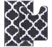 OLANLY Lot de 2 Tapis de Salle de Bain en Microfibre avec Tapis de Bain en Forme de U, Lavage en Machine, antidérapants et absorbants pour Baignoire, Douche et Salle de Bain (50,8 x 81,3 cm + 50,8 x