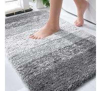 OLANLY Tapis de Salle de Bain 76,2 x 50,8 cm en Microfibre Extra Douce et absorbante, antidérapant, Pelucheux, Lavage en Machine, Tapis de Bain pour Sol de Salle de Bain, Baignoire et Douche, Gris