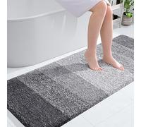 OLANLY Tapis de Salle de Bain de Luxe à Poils Longs - en Microfibre Extra Douce et absorbante, antidérapant à Poils Longs - Lavage en Machine - 140,3 x 61 cm - Gris