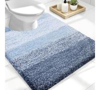 OLANLY Tapis de Salle de Bain de Luxe en Forme de U - en Microfibre Extra Douce et absorbante, antidérapant à Poils Longs - Lavage en Machine - 61 x 50,8 cm - Bleu