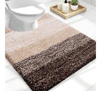 OLANLY Tapis de Salle de Bain de Luxe en Forme de U - en Microfibre Extra Douce et absorbante, antidérapant à Poils Longs - Lavage en Machine - 61 x 50,8 cm - Marron