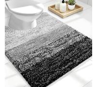 OLANLY Tapis de Salle de Bain de Luxe en Forme de U - en Microfibre Extra Douce et absorbante - Antidérapant à Poils Longs - Lavage en Machine - 61 x 50,8 cm - Noir
