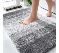 Olanly - Tapis de salle de bain en microfibre extra douce et absorbante, revers en caoutchouc, séchage rapide, lavable en machine, accessoires de décoration d'intérieur, 61 x 41 cm, gris
