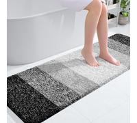 OLANLY Tapis de Salle de Bain Extra Doux et Absorbant en Microfibre - Revers en Caoutchouc - Séchage Rapide - Lavable en Machine - Accessoires de décoration d'intérieur - 150 x 50 cm - Noir
