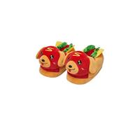 OLAOLA Chaussons Chien Hot-Dog pour Adultes, Pantoufles Animaux 3D avec Détails Fromage & Salade, Semelle Antidérapante, Chaussures d'Intérieur pour Noël & Halloween, Pointure EU 36-43