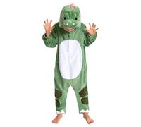 OLAOLA Combinaison Pyjama Garçons Filles Animaux Costume Unisexe Enfant Onesie Carnaval Halloween Cosplay Deguisement Kigurumi Pyjamas Fête Vêtements de Nuit (Dinosaure Vert, 6-8 Ans)