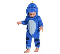 OLAOLA Grenouillère Bébé Unisexe, Pyjama en Flanelle Douce, Costume d'Animal pour Enfant, Combinaison à Capuche Cartoon (Dinosaure Bleu, 12-18 mois)