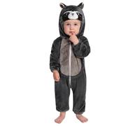 OLAOLA Grenouillère Bébé Unisexe, Pyjama en Flanelle Douce, Costume d'Animal pour Enfant, Combinaison à Capuche Cartoon (Raton Laveur, 18-24 mois)