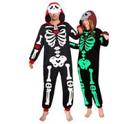 OLAOLA Lumineux Adulte Squelette Onesie, Unisexe Costume d'halloween Cosplay, Animaux Pyjamas Une pièce Vêtements de Nuit